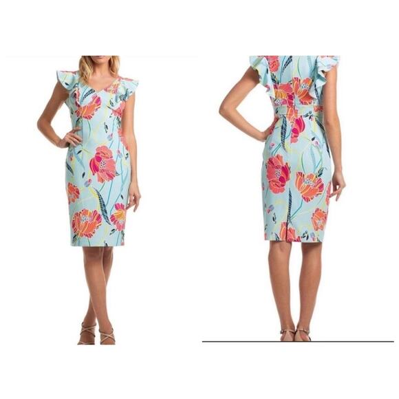 Trina Turk Womens Size 8 Dress Sleeveless Floral Sheath Tropical Colorful - Picture 1 of 7